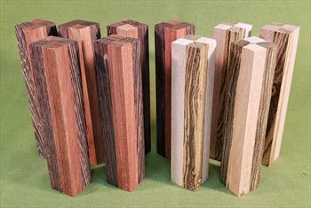 Blank #326 - Segmented Pen Turning Blanks, Assorted Hardwoods, Set of 10,  1" x 1" x 5 5/8" ~ $44.99